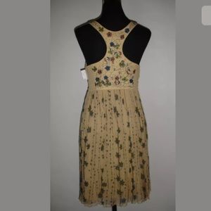 Blank London Beige Floral Silk Beaded Dress M - US 6